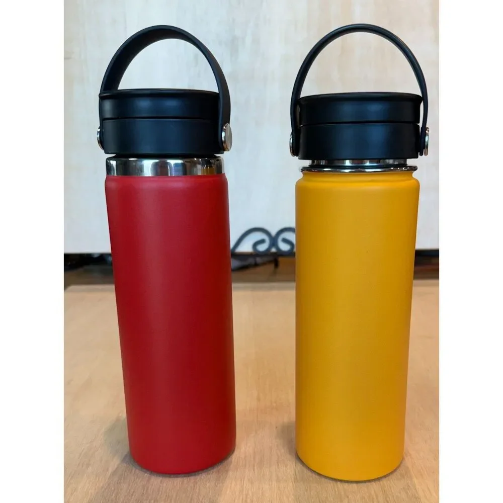 Hydro Flask 20 oz Wide Mouth Coffee Flex Sip Lid Lot of 2 Goji Red & Yellow